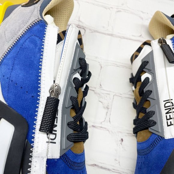 NEW Fendi Flow Multi Color Nylon Low Top Sneakers Men’s 7 Women’s 10 Blue Yellow - Picture 6 of 12